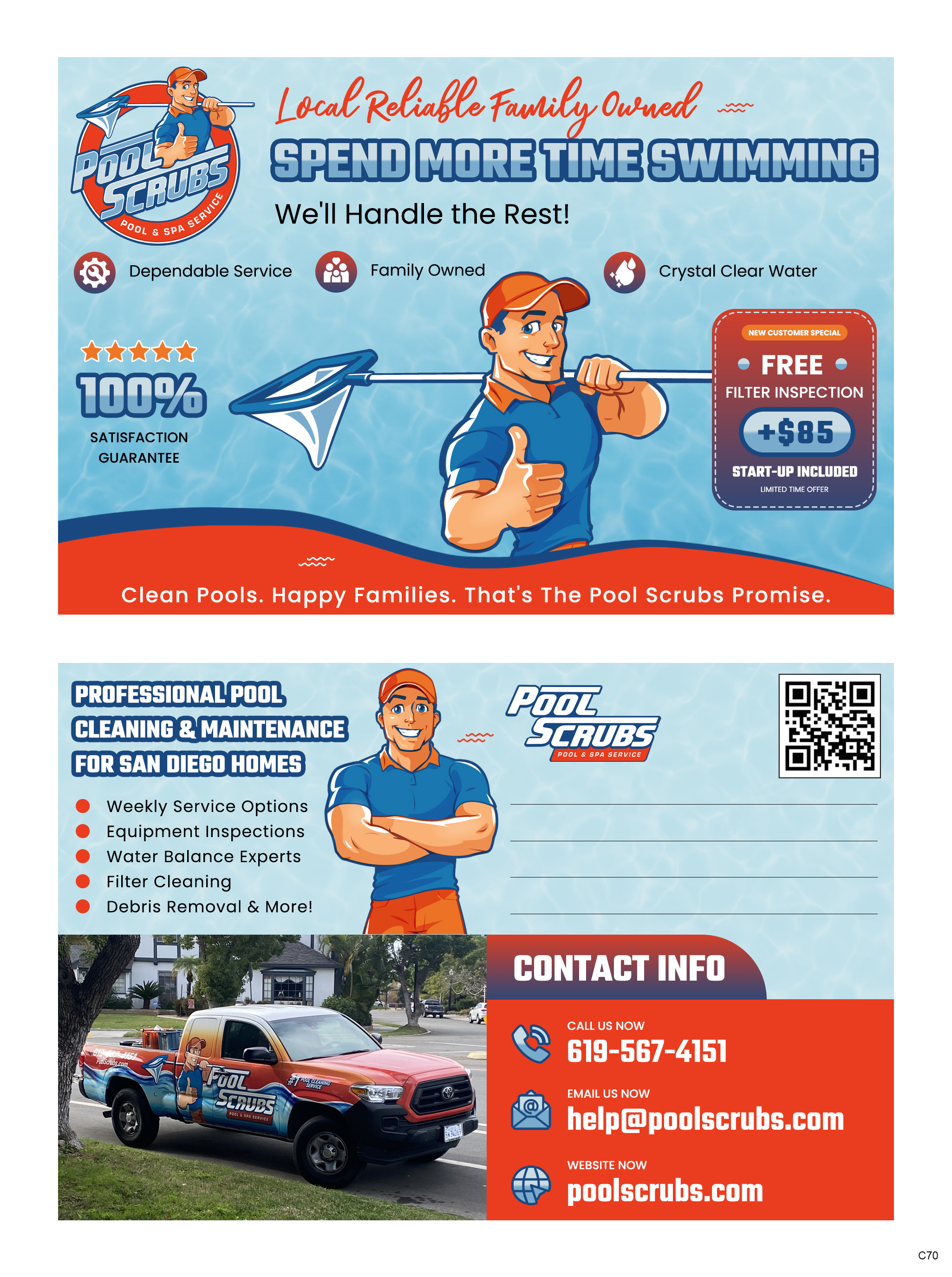 Postcard Design by pb for Pool Scrubs | Design #37377680