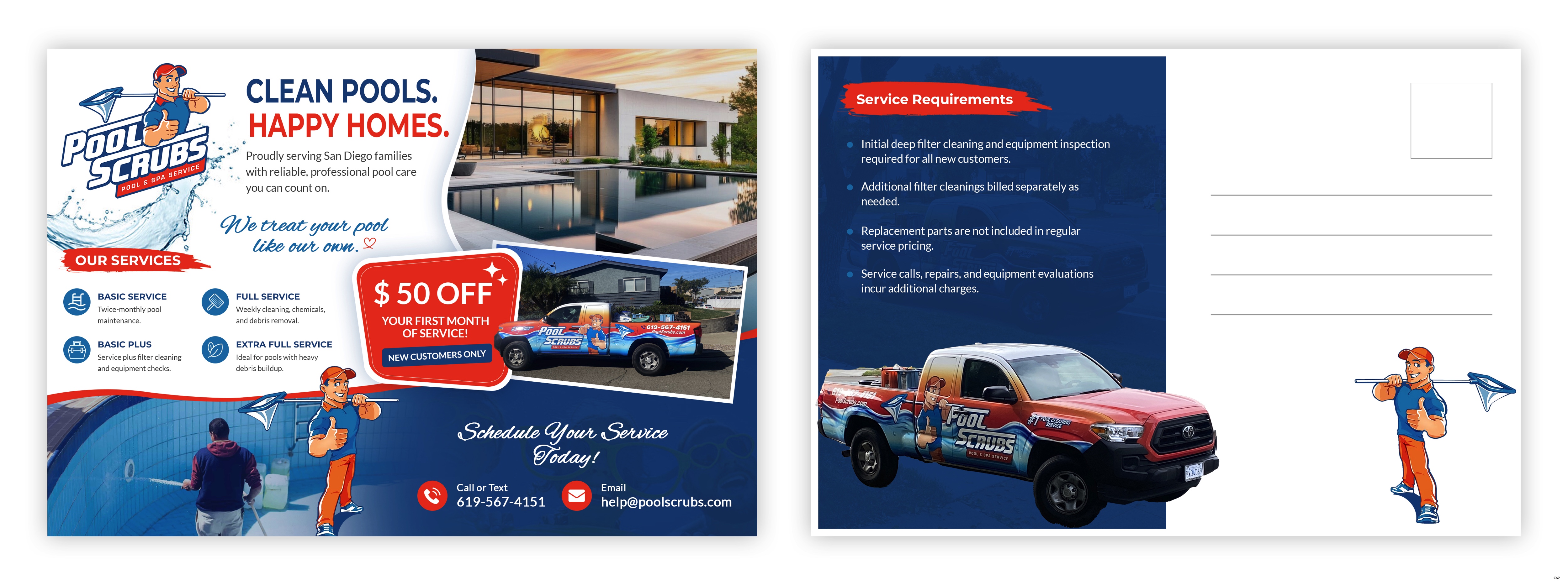 Postcard Design by pb for Pool Scrubs | Design #37377682