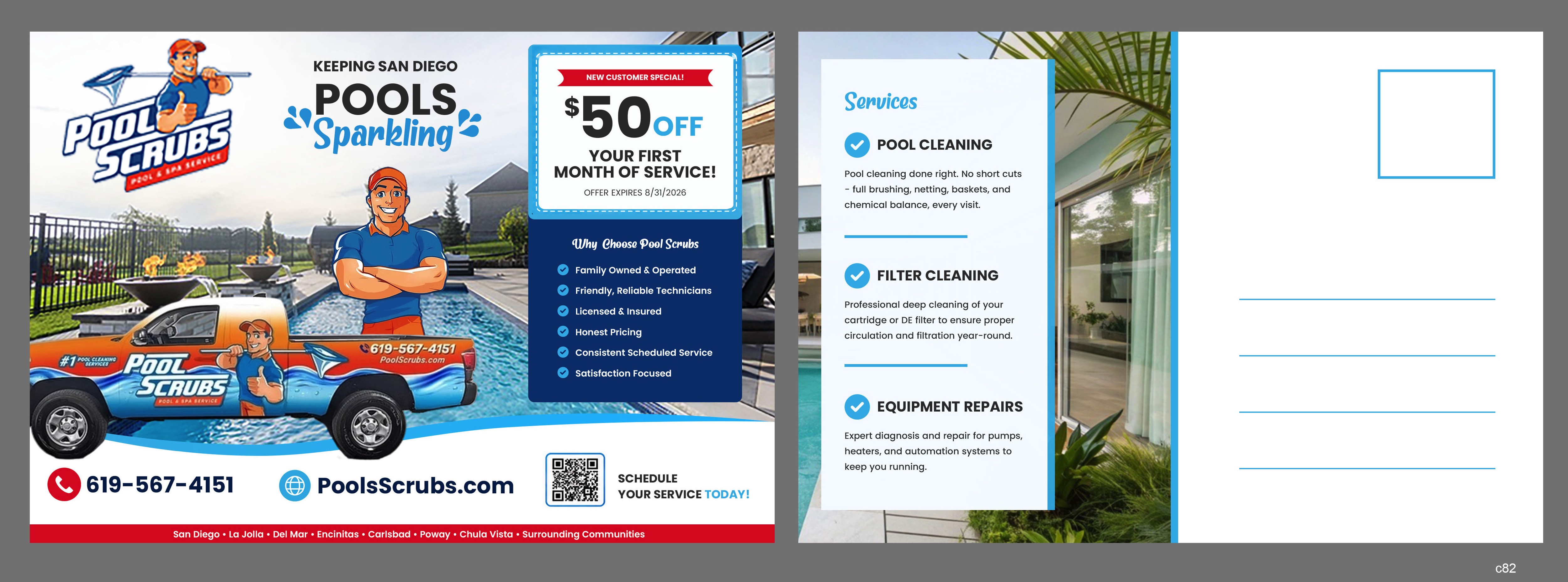 Postcard Design by pb for Pool Scrubs | Design #37377683