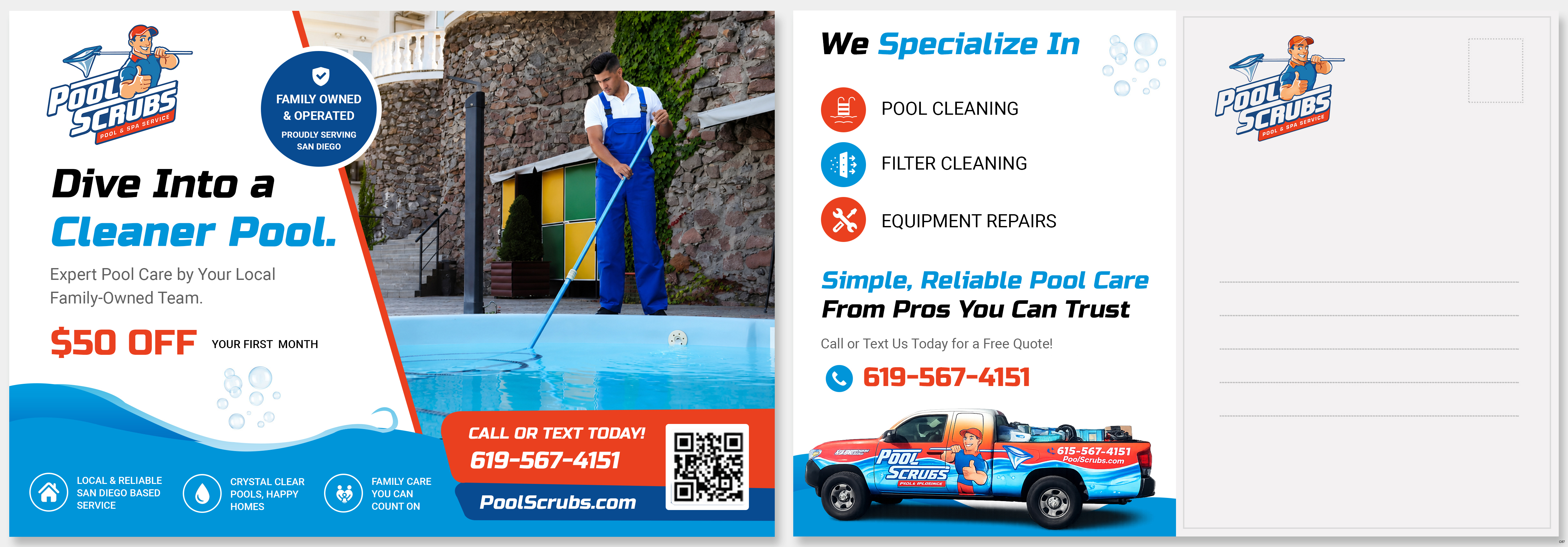 Postcard Design by pb for Pool Scrubs | Design #37377684
