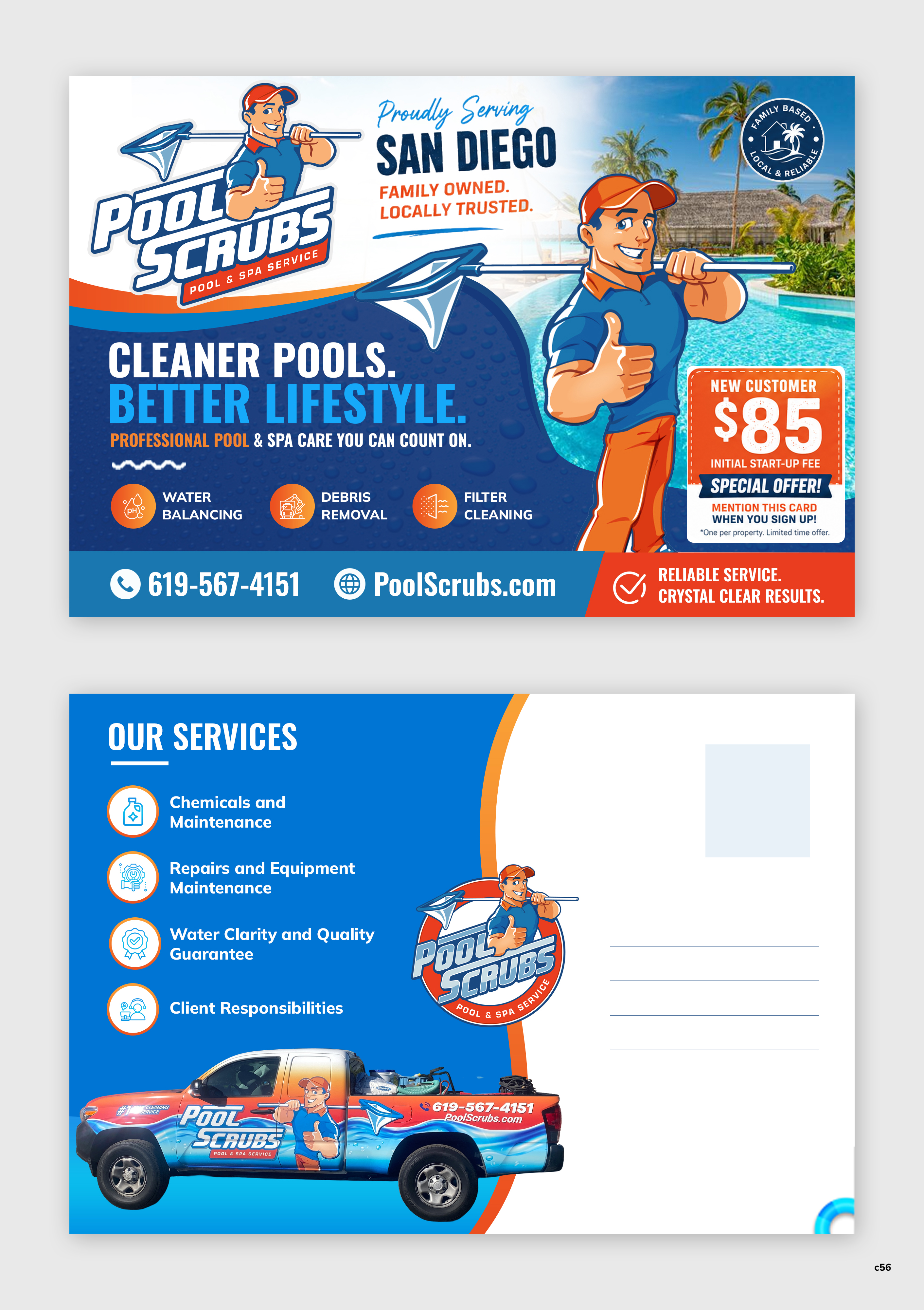 Postcard Design by pb for Pool Scrubs | Design #37377685