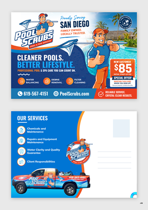 Postcard Design by pb for Pool Scrubs | Design: #37377685