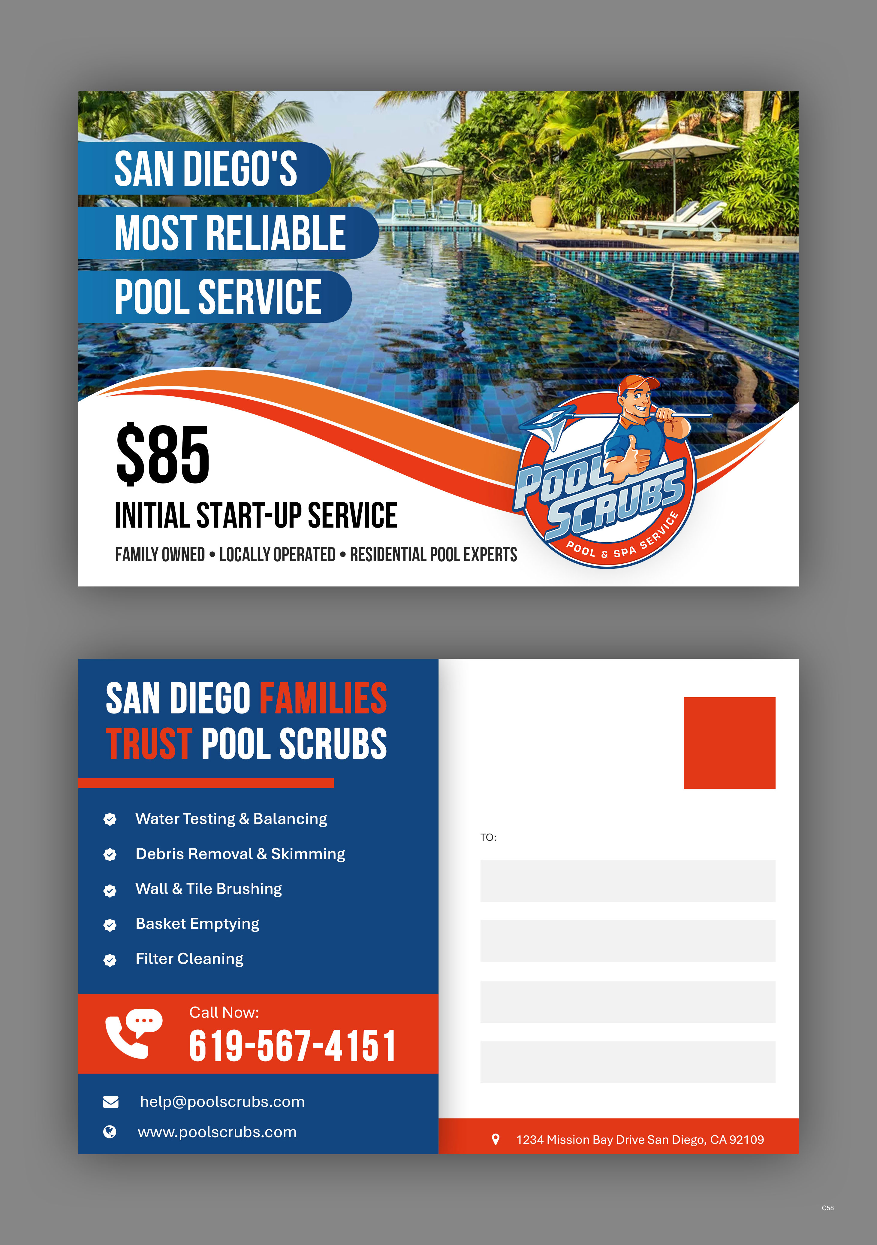 Postcard Design by pb for Pool Scrubs | Design #37377690