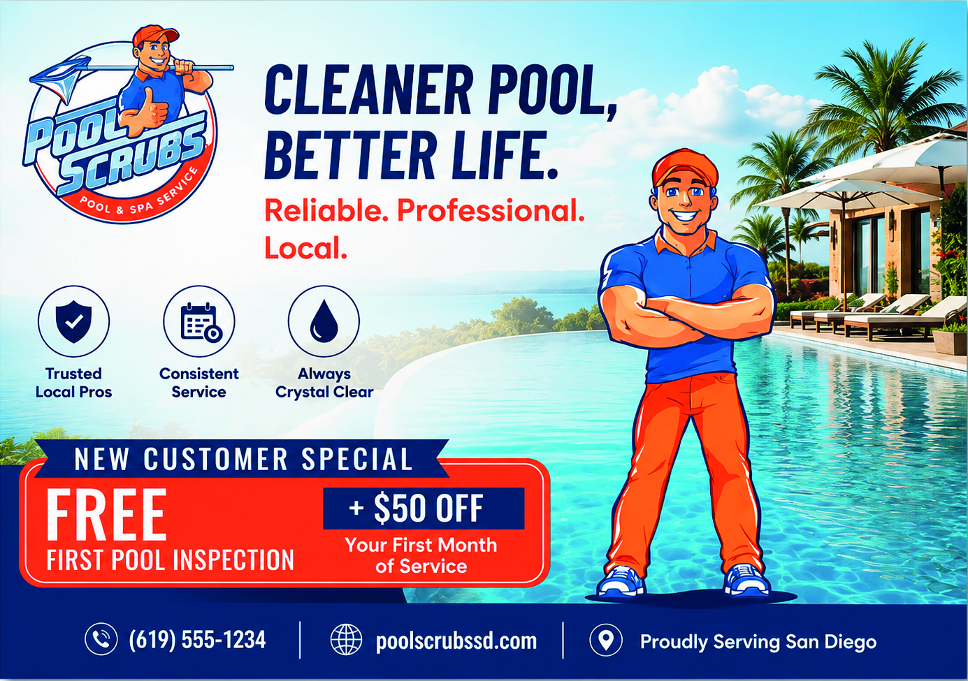 Postcard Design by Sbss for Pool Scrubs | Design #37382432
