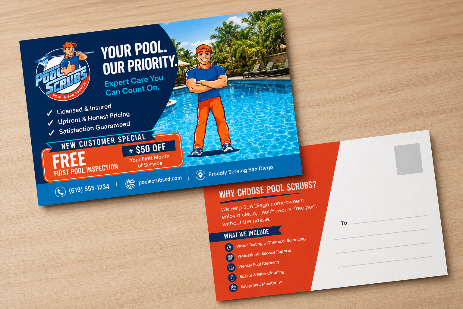 Postcard Design by Sbss for Pool Scrubs | Design #37382443