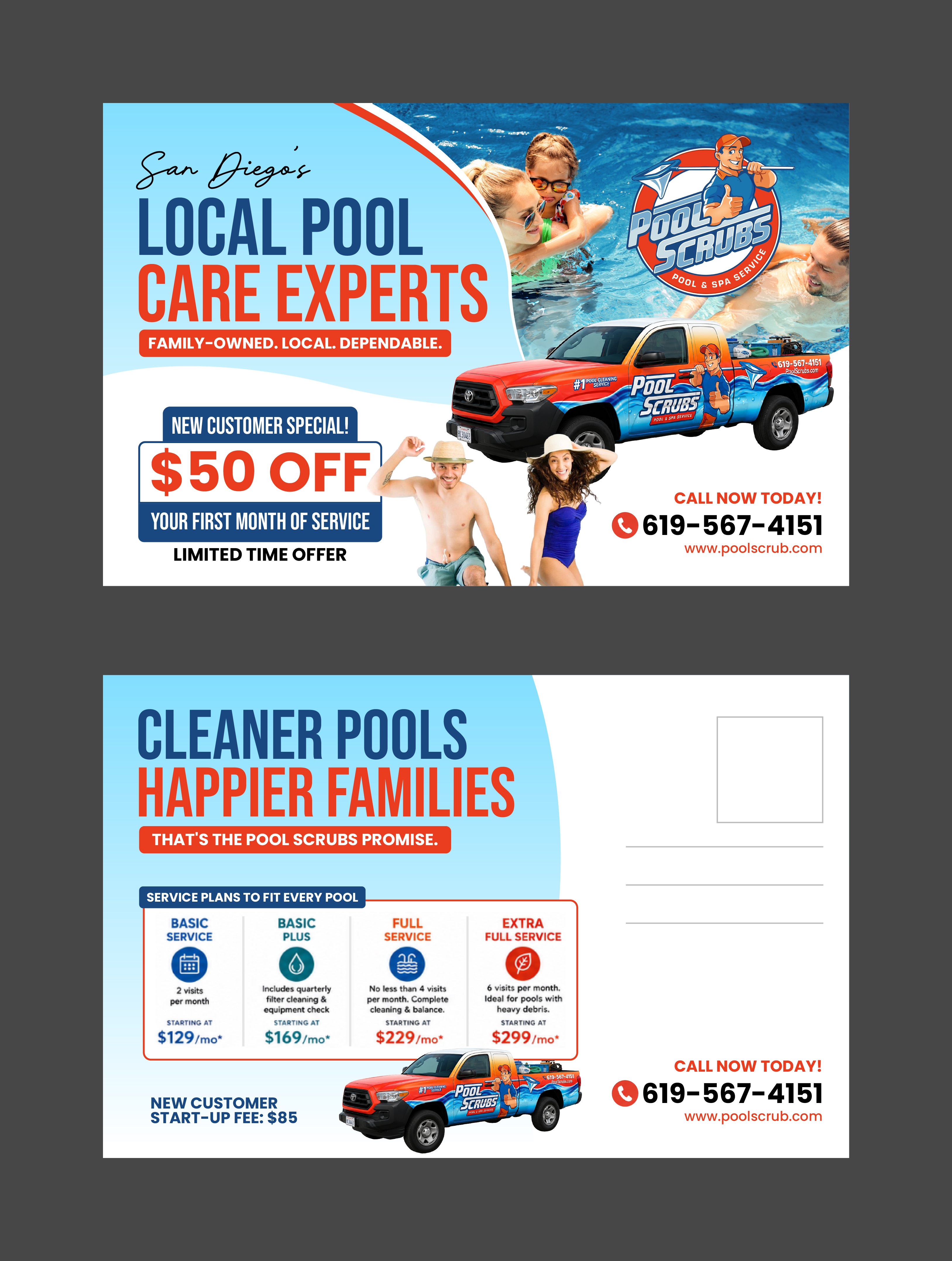 Postcard Design by 3Guys for Pool Scrubs | Design #37384934