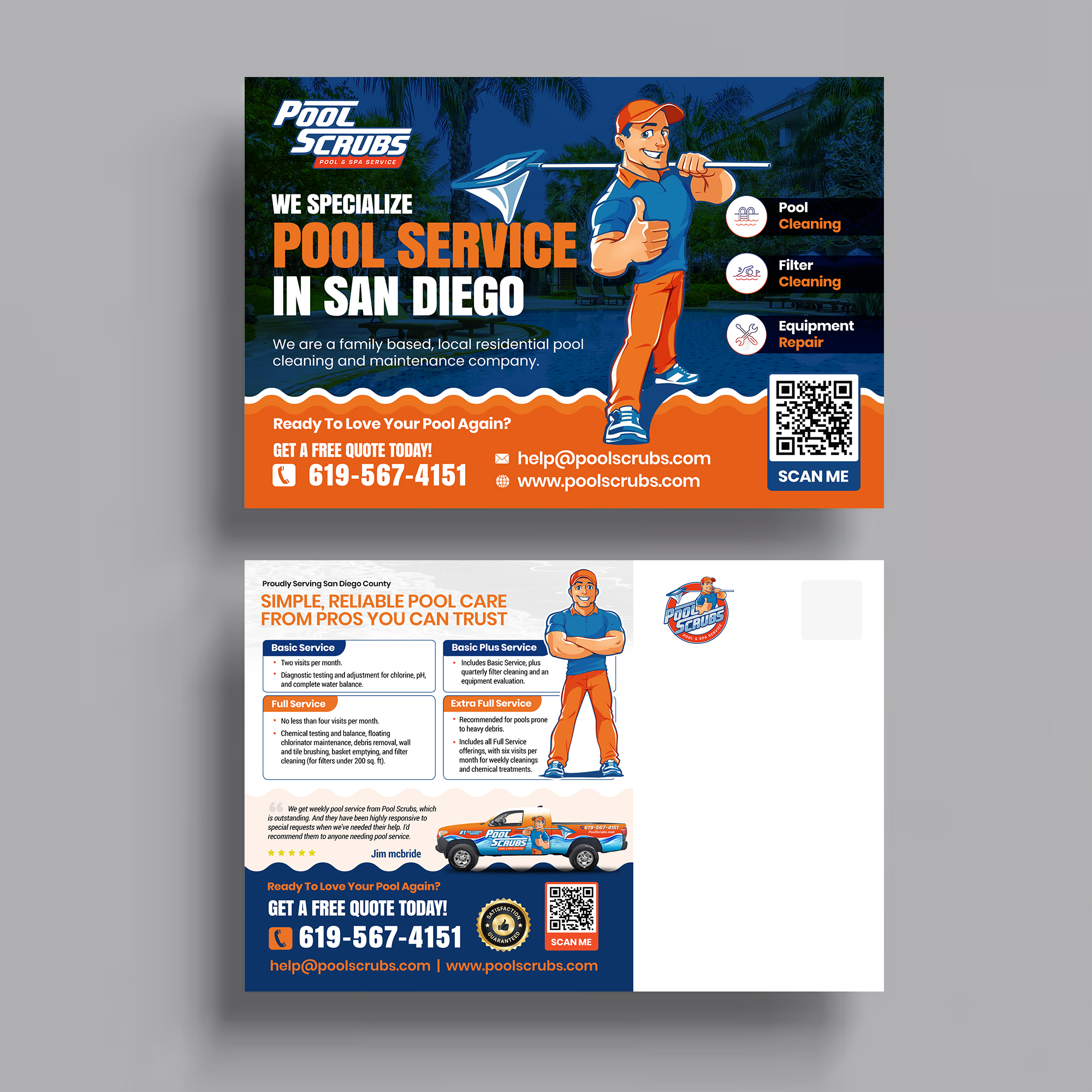 Postcard Design by 123graphics for Pool Scrubs | Design #37387523