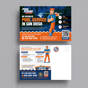 Postcard Design by 123graphics for Pool Scrubs | Design #37387523