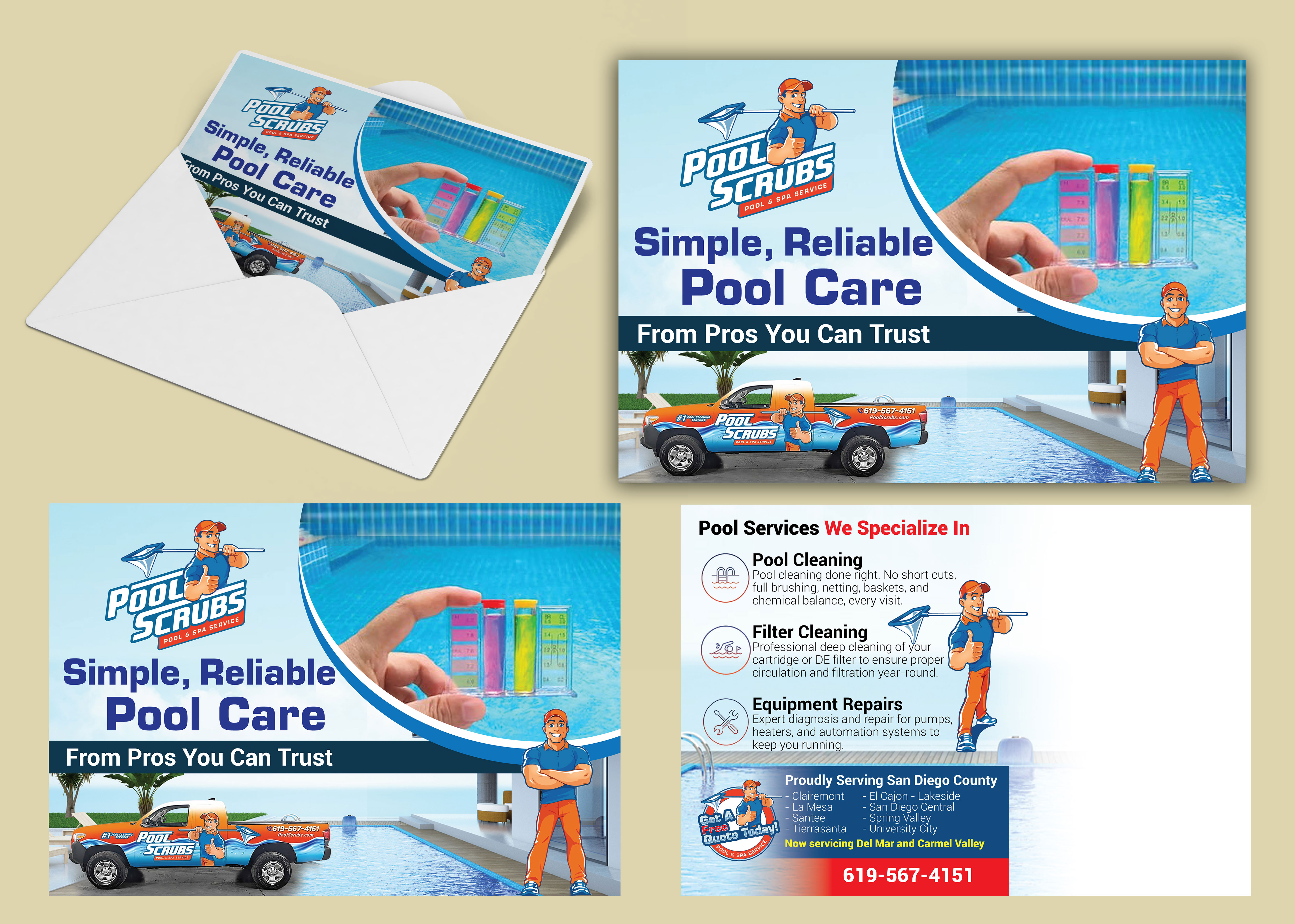 Postcard Design by Impressive Designs for Pool Scrubs | Design #37383404