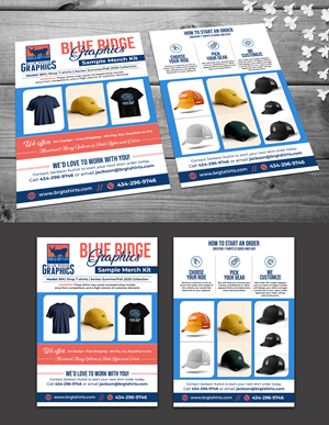 Sales sheet for printing and embroidery apparel items - Blue Ridge Graphics
