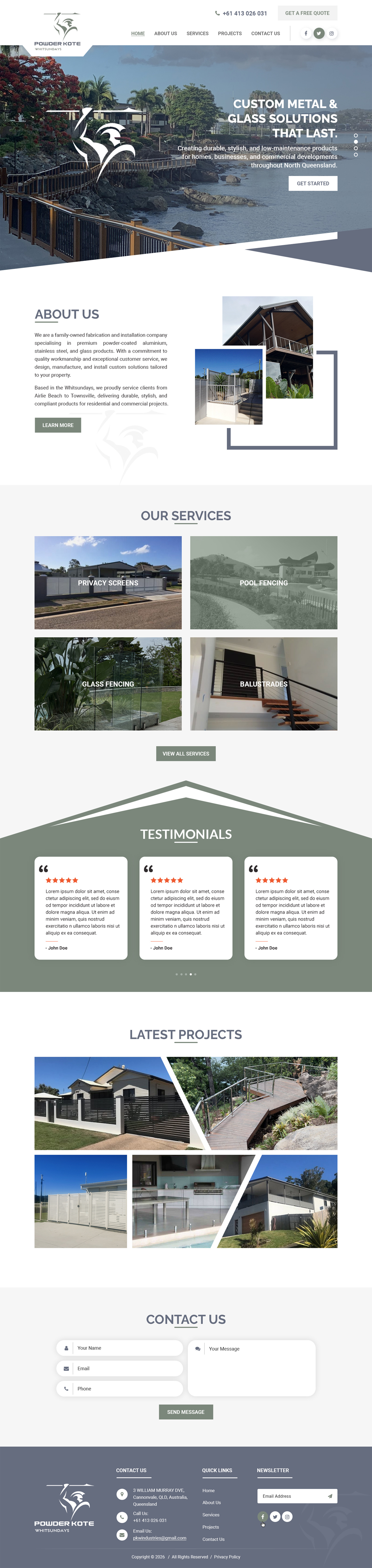 Web Design by Dreams Designs for Powder Kote Whitsundays | Design #37474404