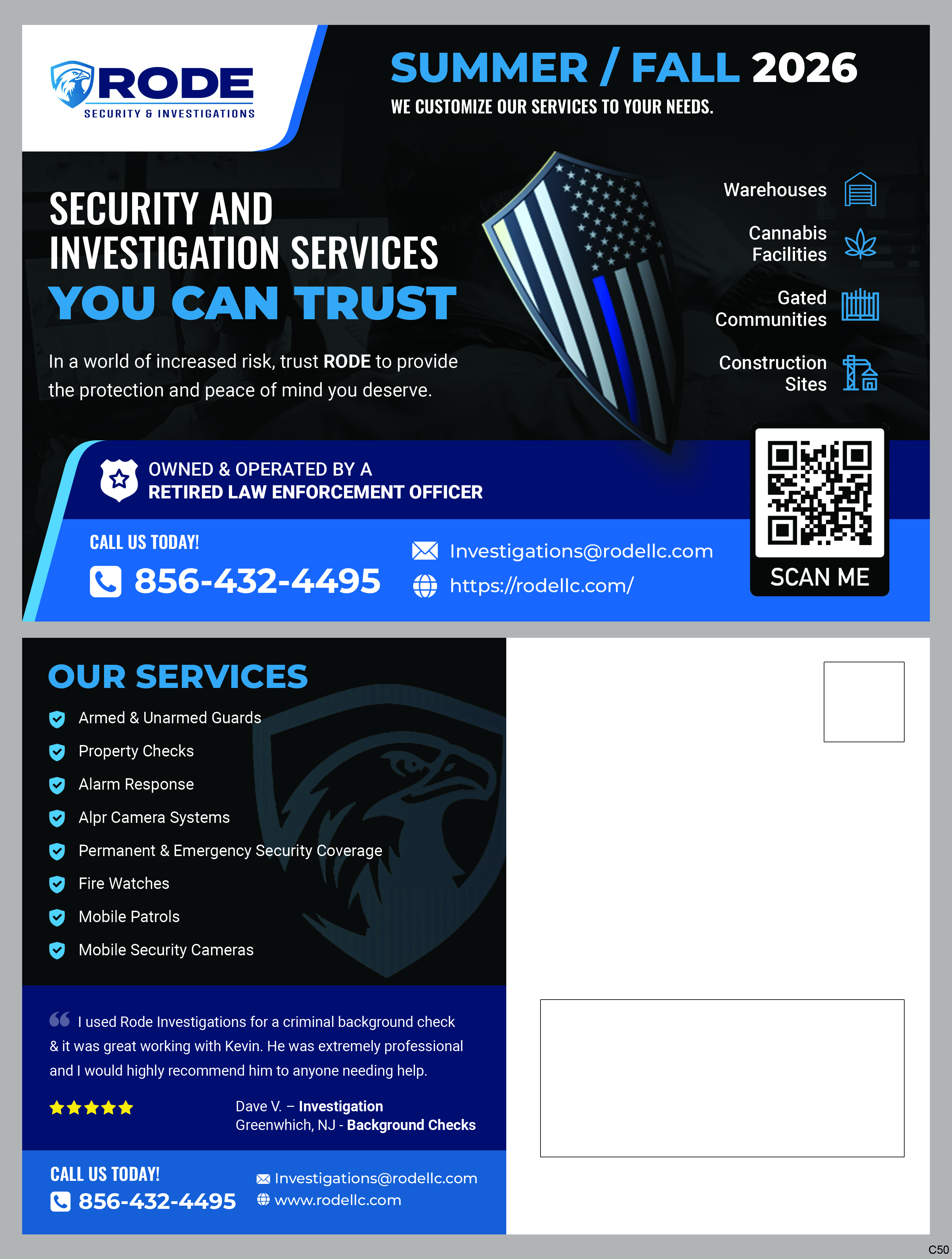 Postcard Design by pb for Rode Investigations & Security LLC | Design #37511216