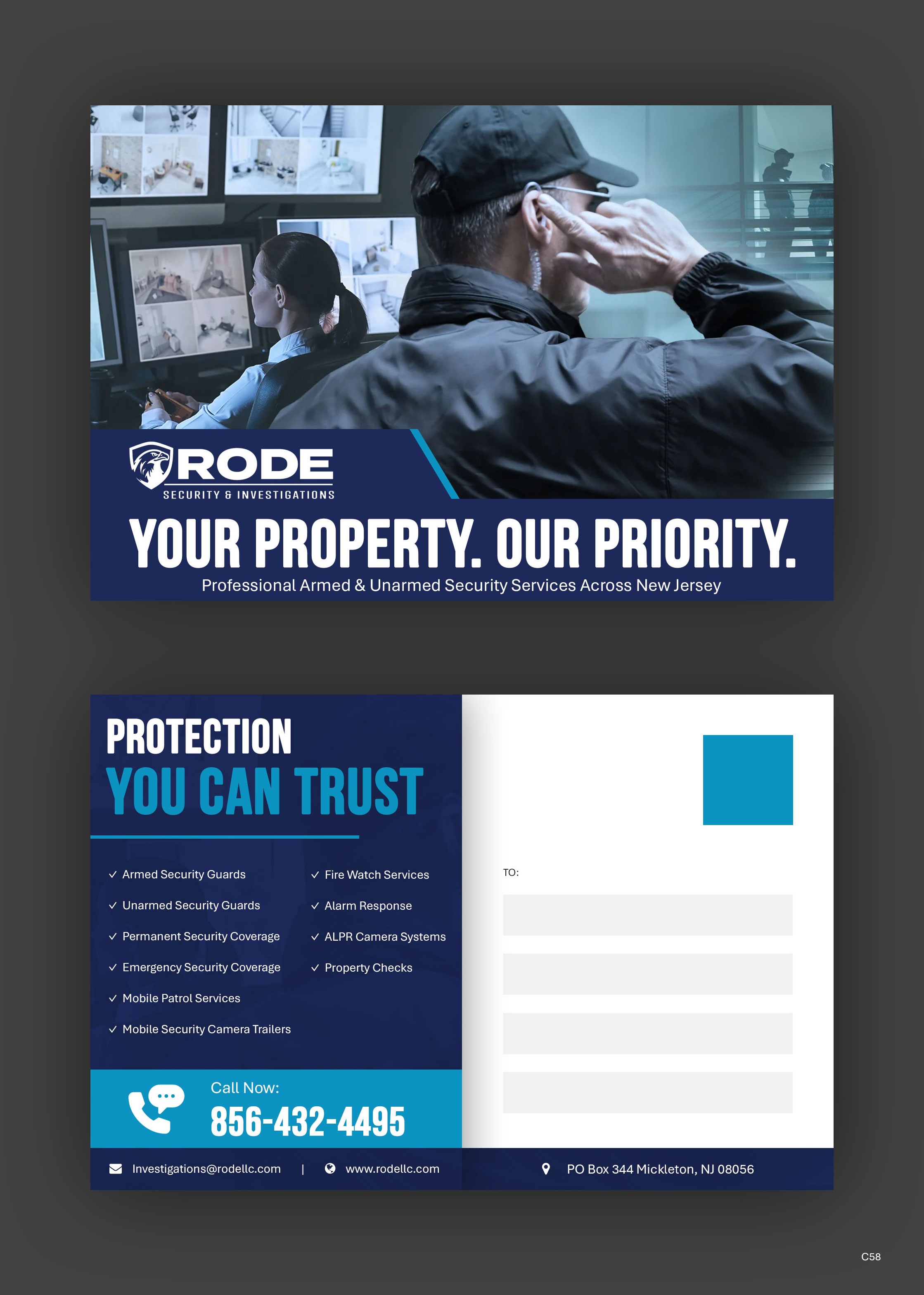 Postcard Design by pb for Rode Investigations & Security LLC | Design #37511225
