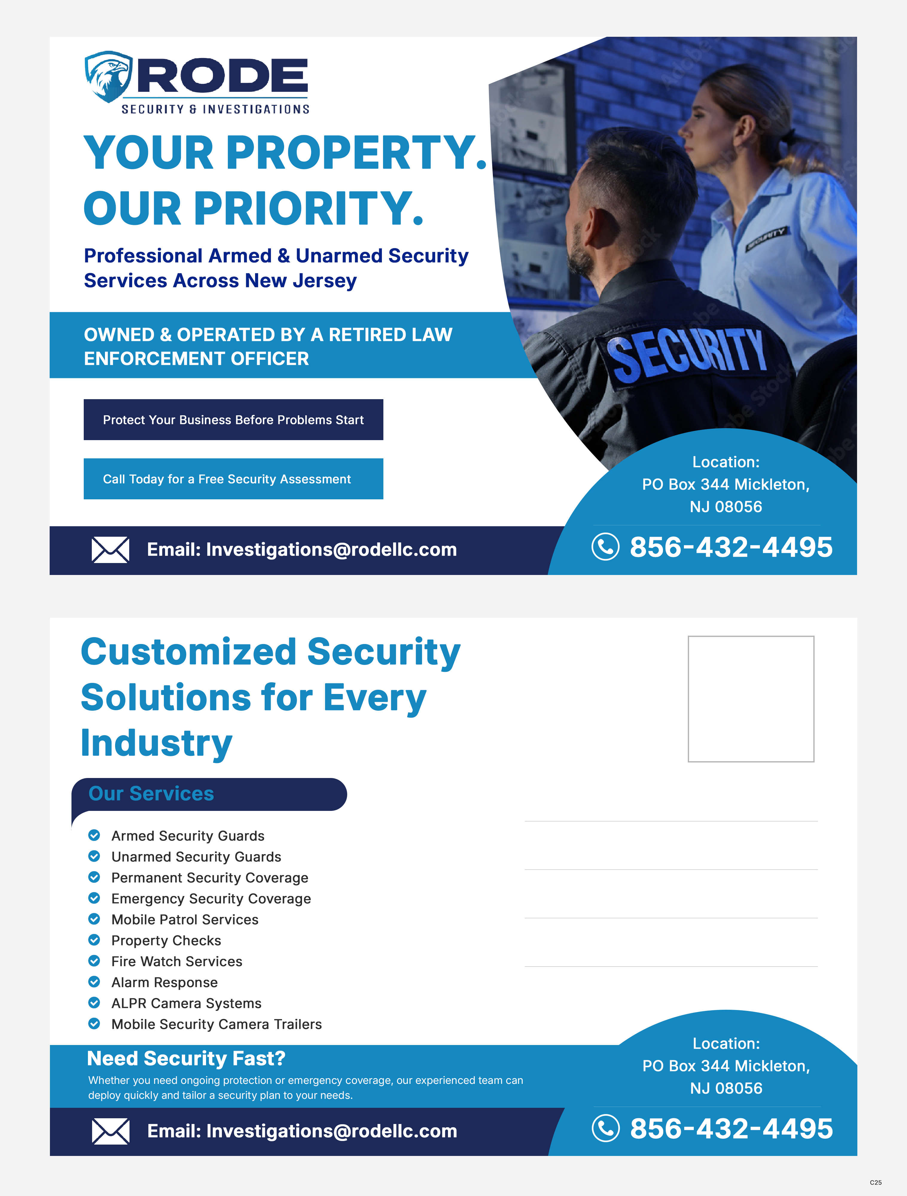 Postcard Design by pb for Rode Investigations & Security LLC | Design #37515433