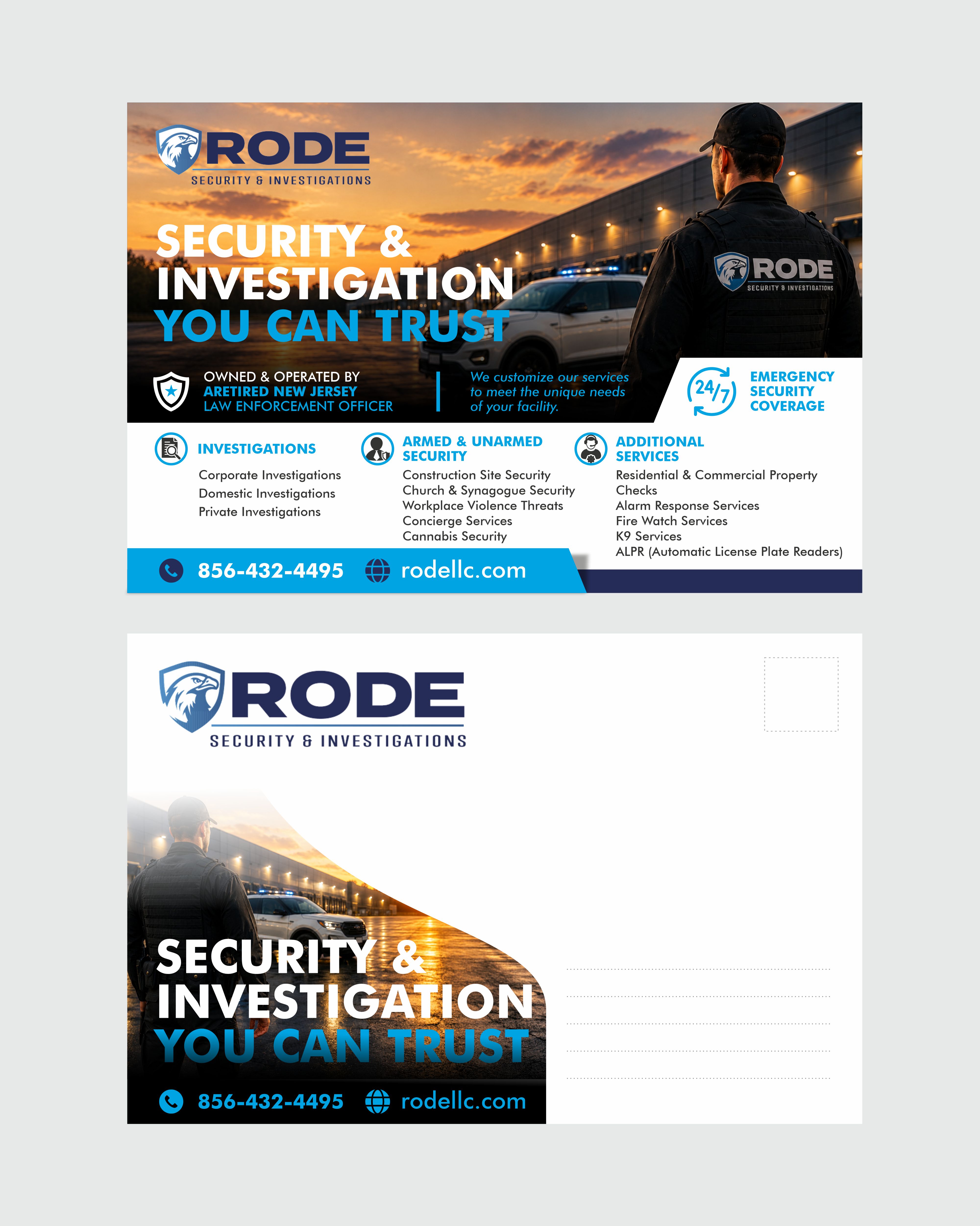 Postcard Design by nng for Rode Investigations & Security LLC | Design #37509376