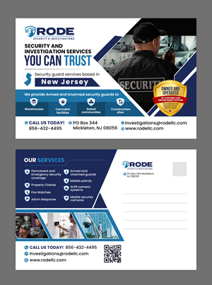 Postcard Design by debdesign for Rode Investigations & Security LLC | Design: #37510516