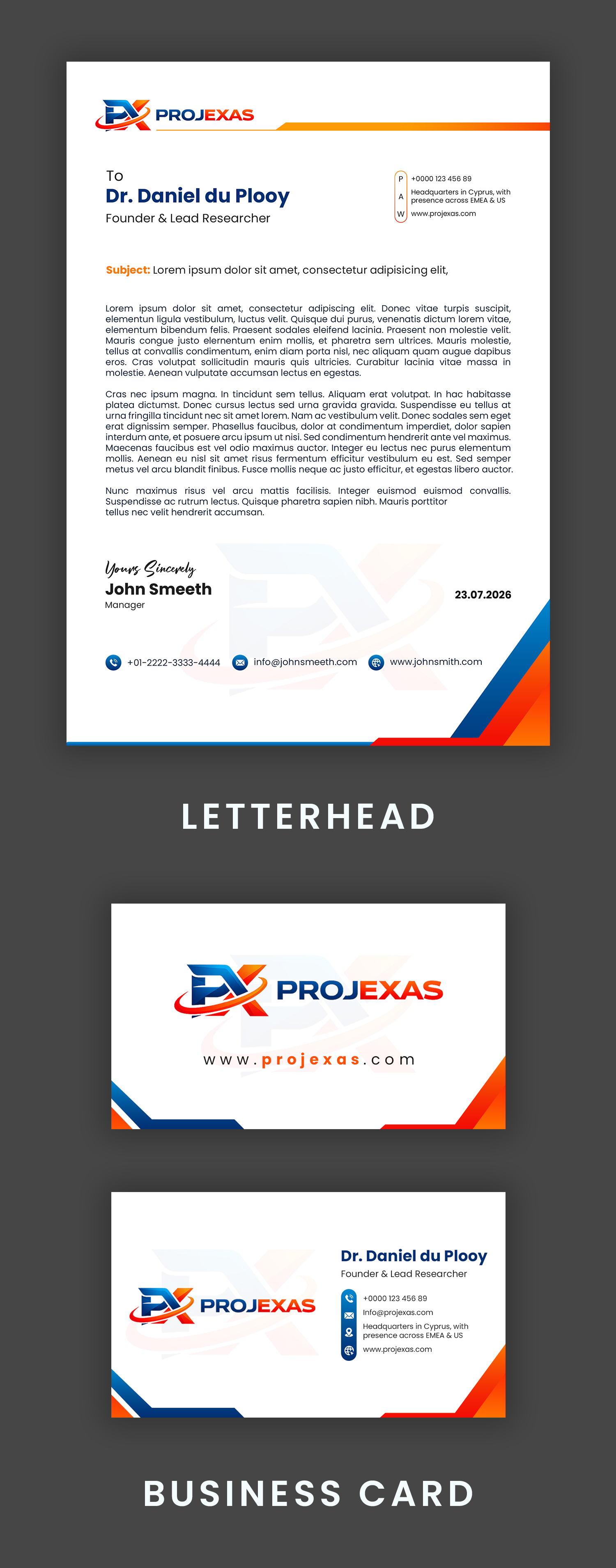 Stationery Design by debdesign for Projexas Limited | Design #37517832