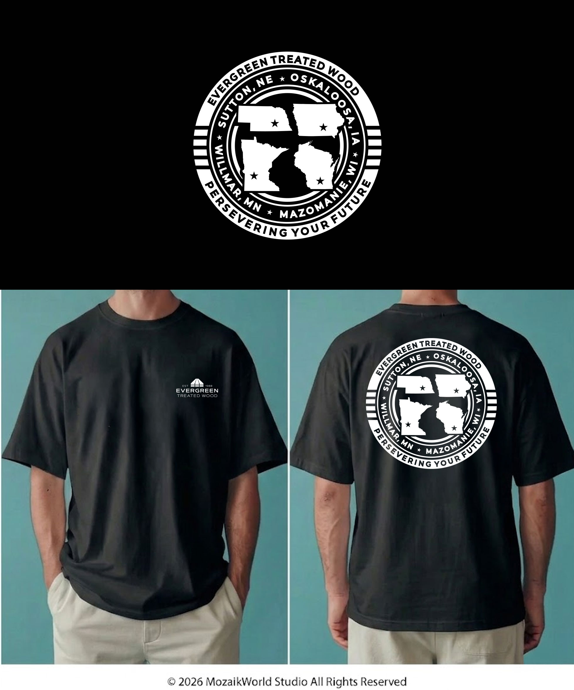 T-shirt Design by Mozaikworld Studio for Iowa Wood Preservers | Design #37577413
