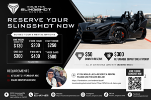 Flyer Design by Blue Sparrow for Houston Slingshot Rental | Design: #37577239