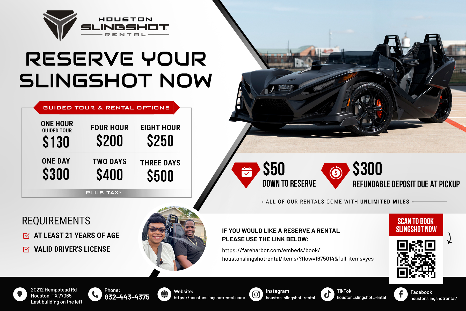 Flyer Design by Blue Sparrow for Houston Slingshot Rental | Design #37577241