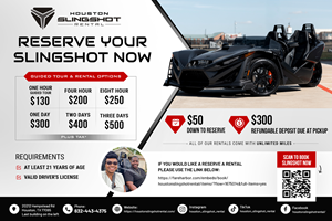 Flyer Design by Blue Sparrow for Houston Slingshot Rental | Design: #37577241