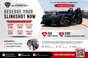 Flyer Design by Blue Sparrow for Houston Slingshot Rental | Design: #37577244