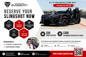 Flyer Design by Blue Sparrow for Houston Slingshot Rental | Design: #37577265