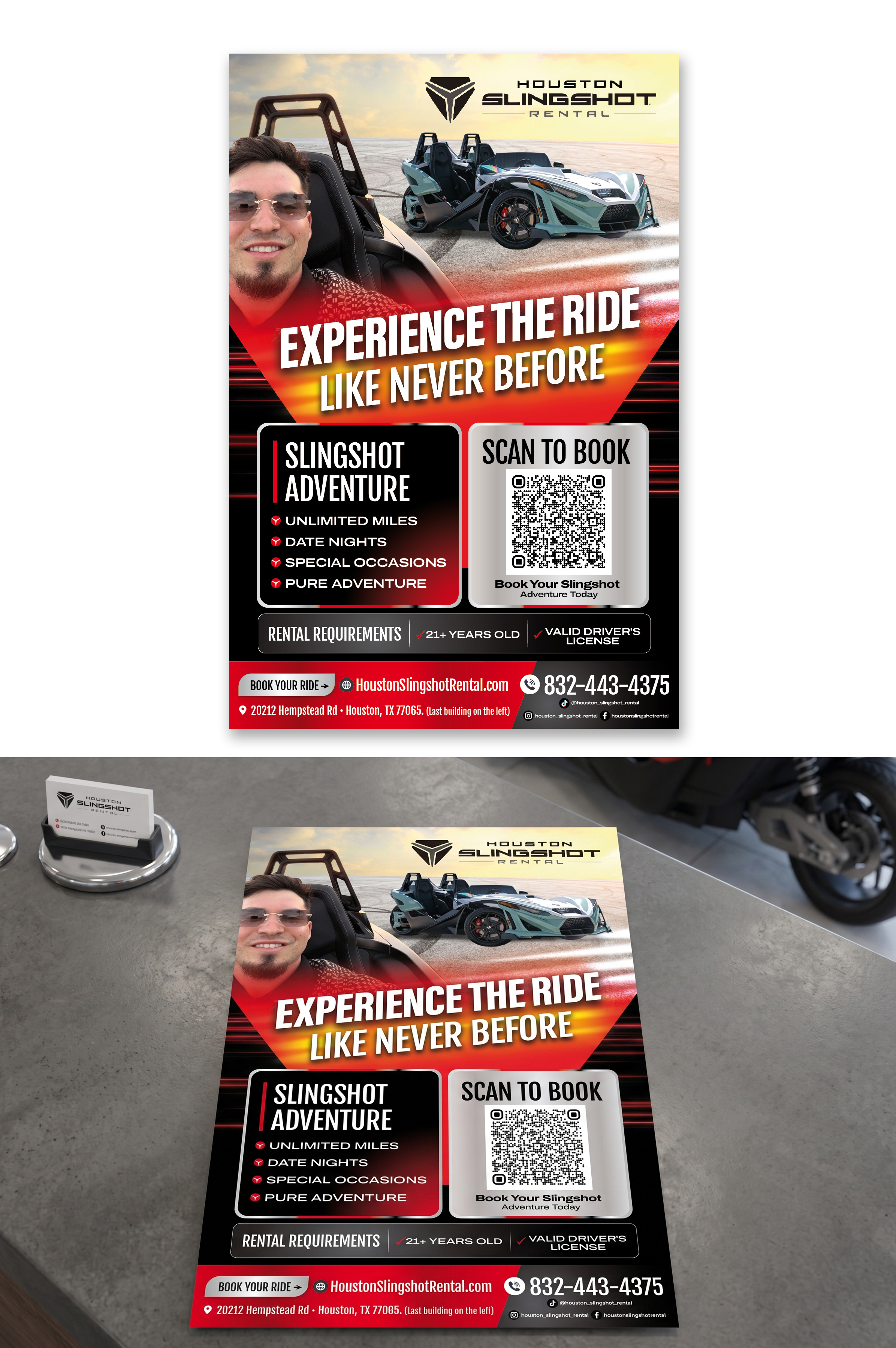 Flyer Design by mscreations.lk for Houston Slingshot Rental | Design #37576399
