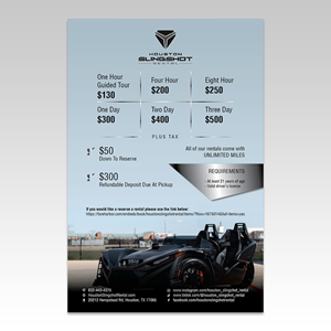 Flyer Design by YourLogoMaster for Houston Slingshot Rental | Design: #37578112