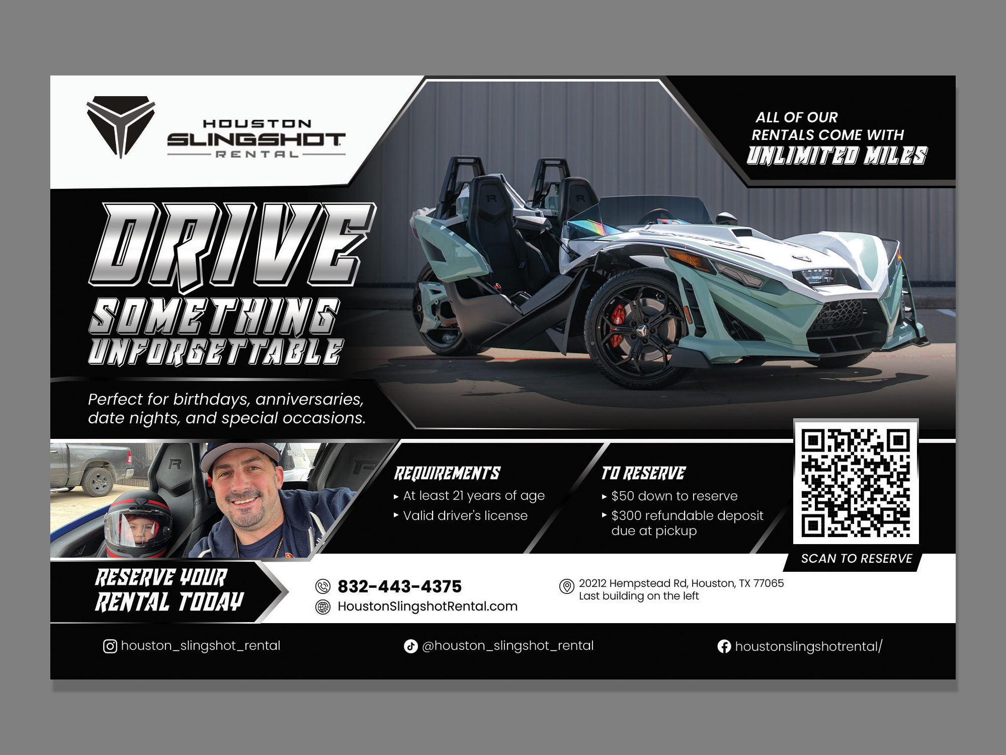 Flyer Design by Mi17design for Houston Slingshot Rental | Design #37583652