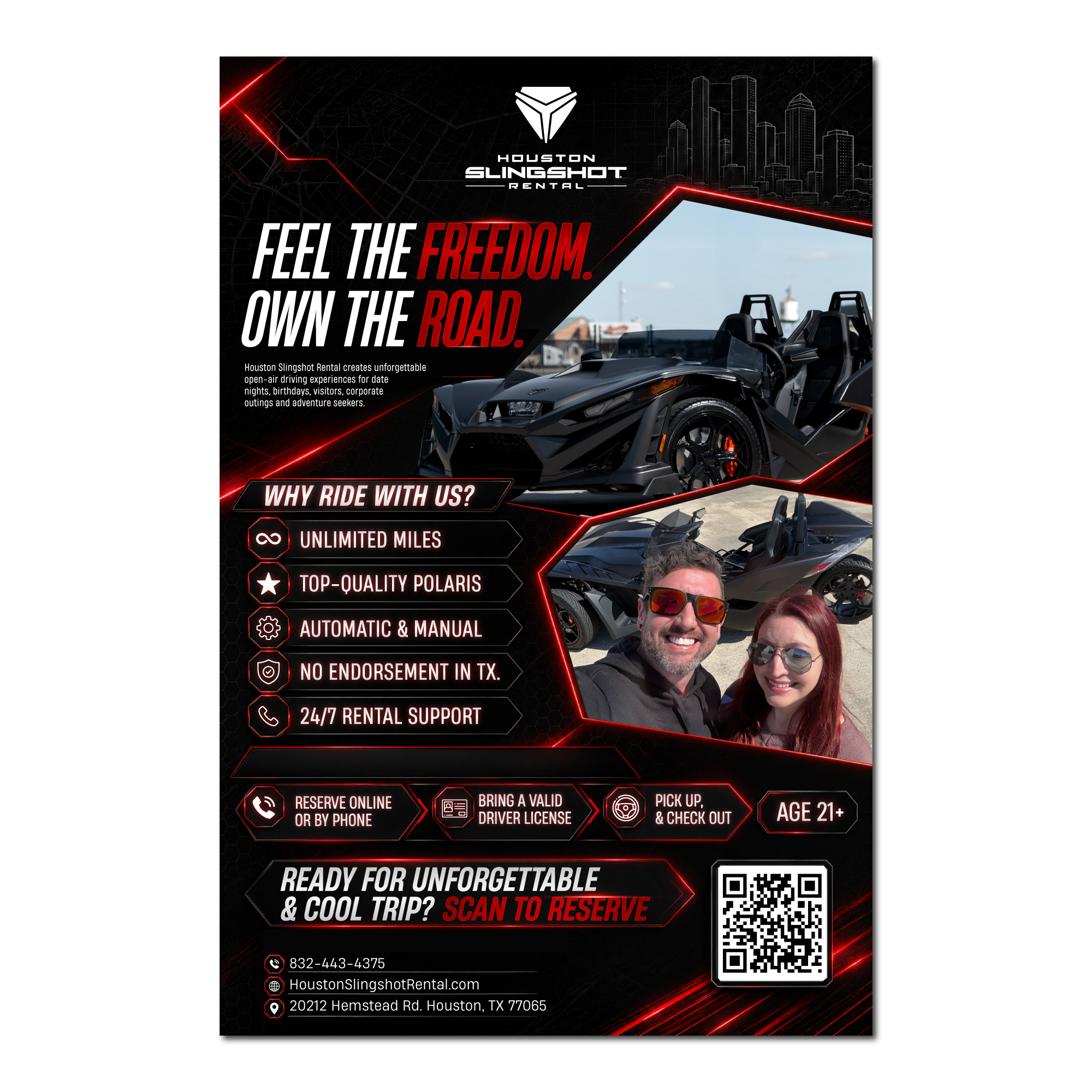 Flyer Design by Talha Baslik for Houston Slingshot Rental | Design #37583995