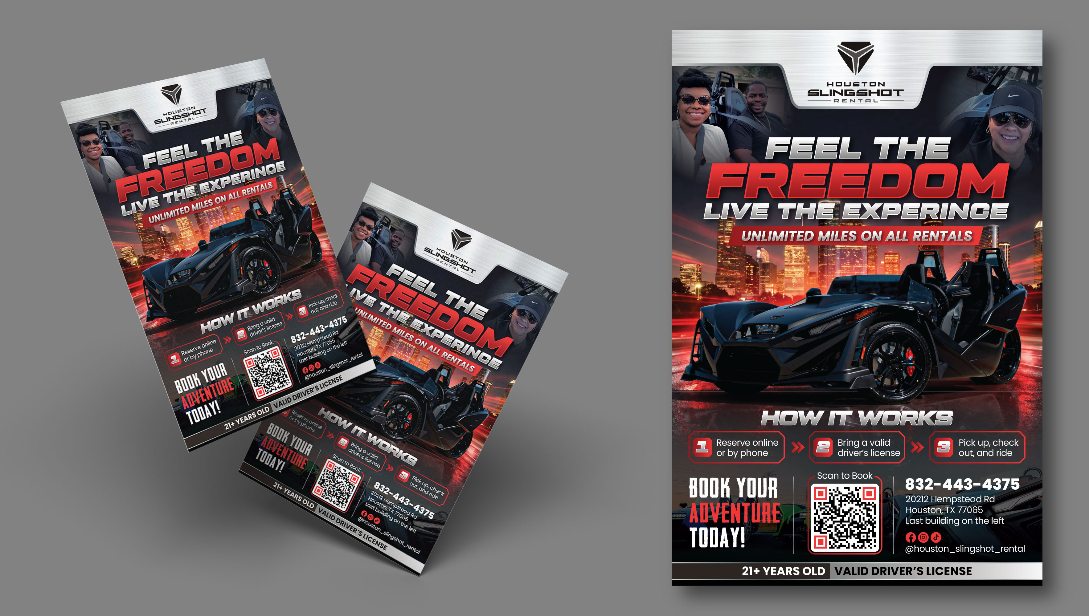 Flyer Design by Zeemal25 for Houston Slingshot Rental | Design #37578358