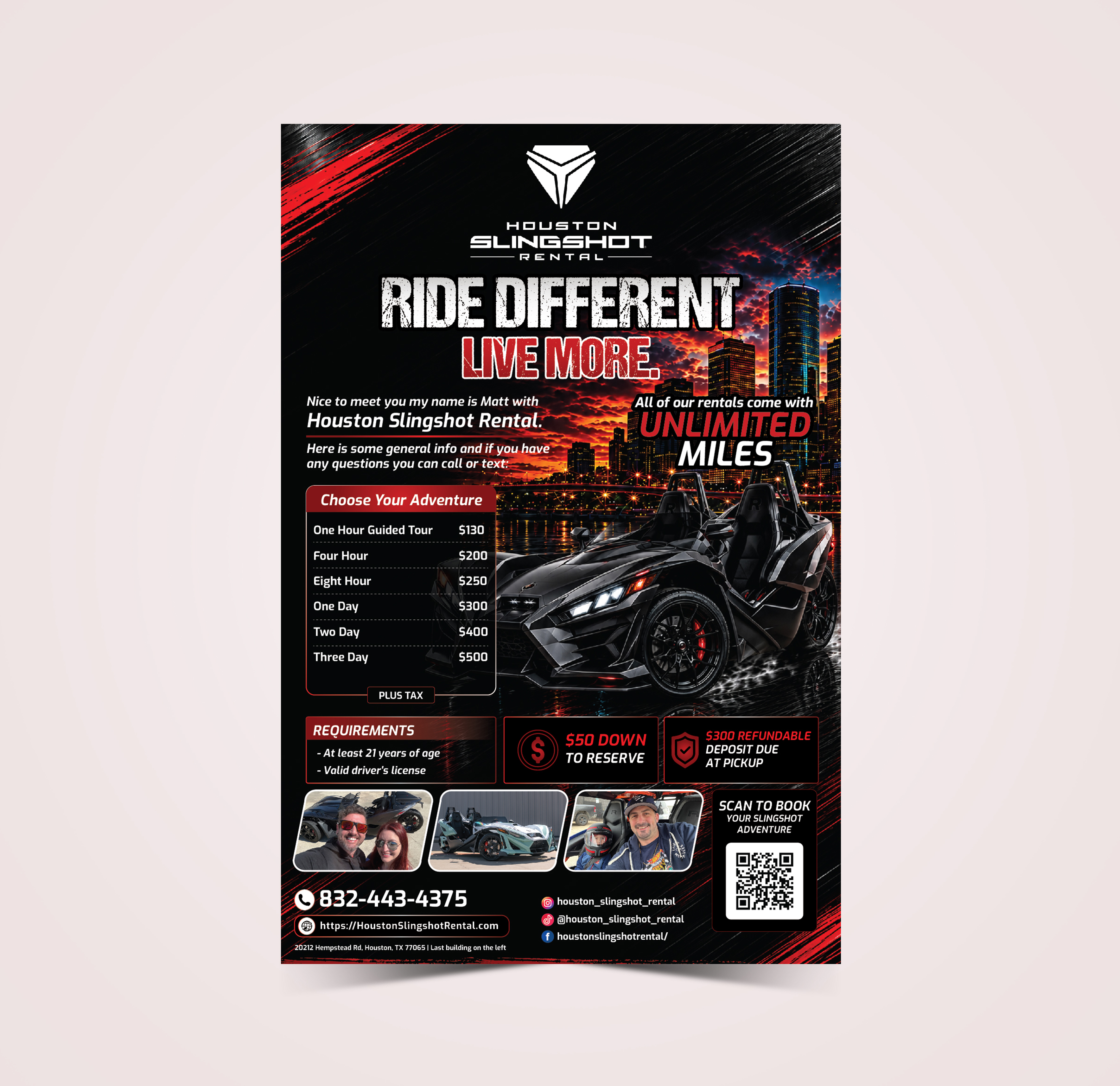 Flyer Design by Dream Logo Design for Houston Slingshot Rental | Design #37580897