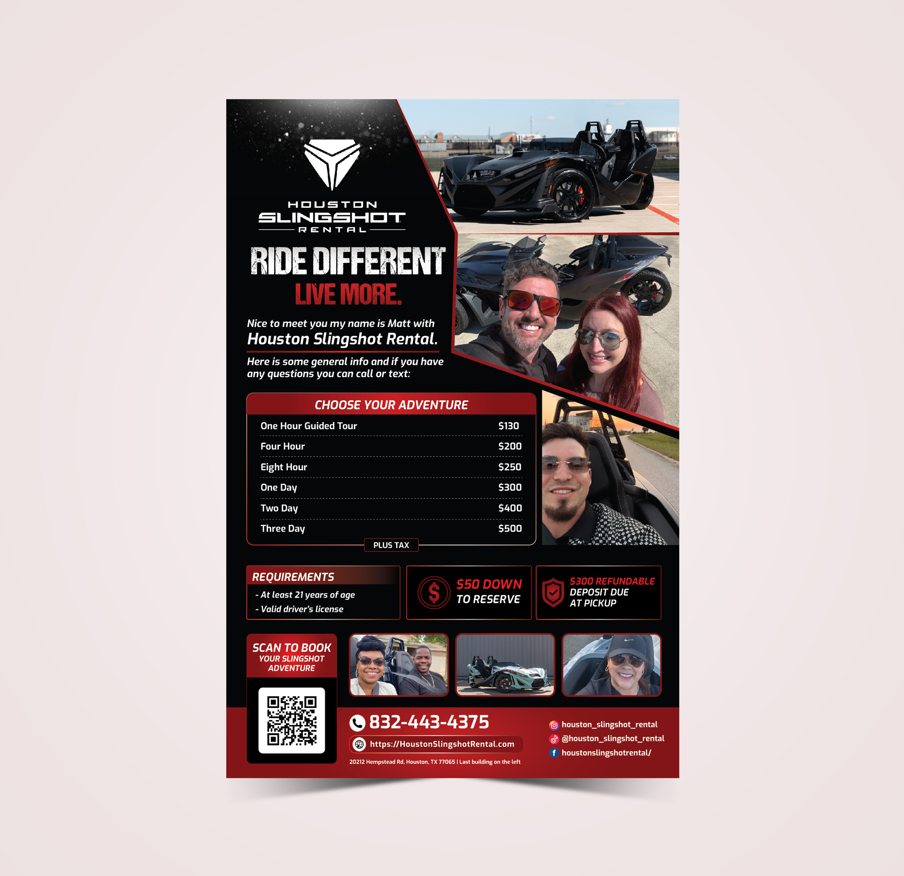 Flyer Design by Dream Logo Design for Houston Slingshot Rental | Design #37580898