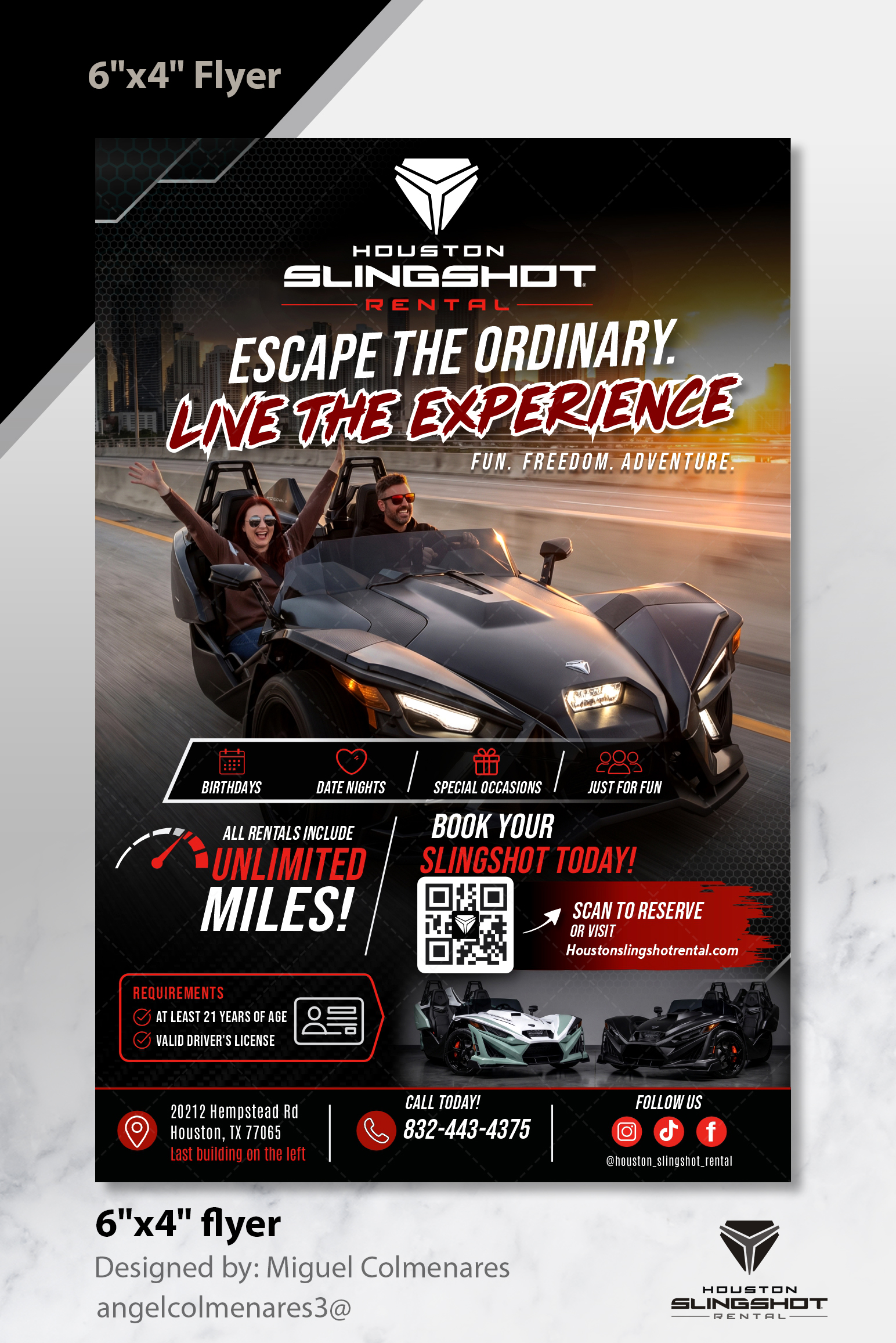 Flyer Design by angelcolmenares3 for Houston Slingshot Rental | Design #37582062