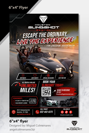 Flyer Design by angelcolmenares3 for Houston Slingshot Rental | Design: #37582062