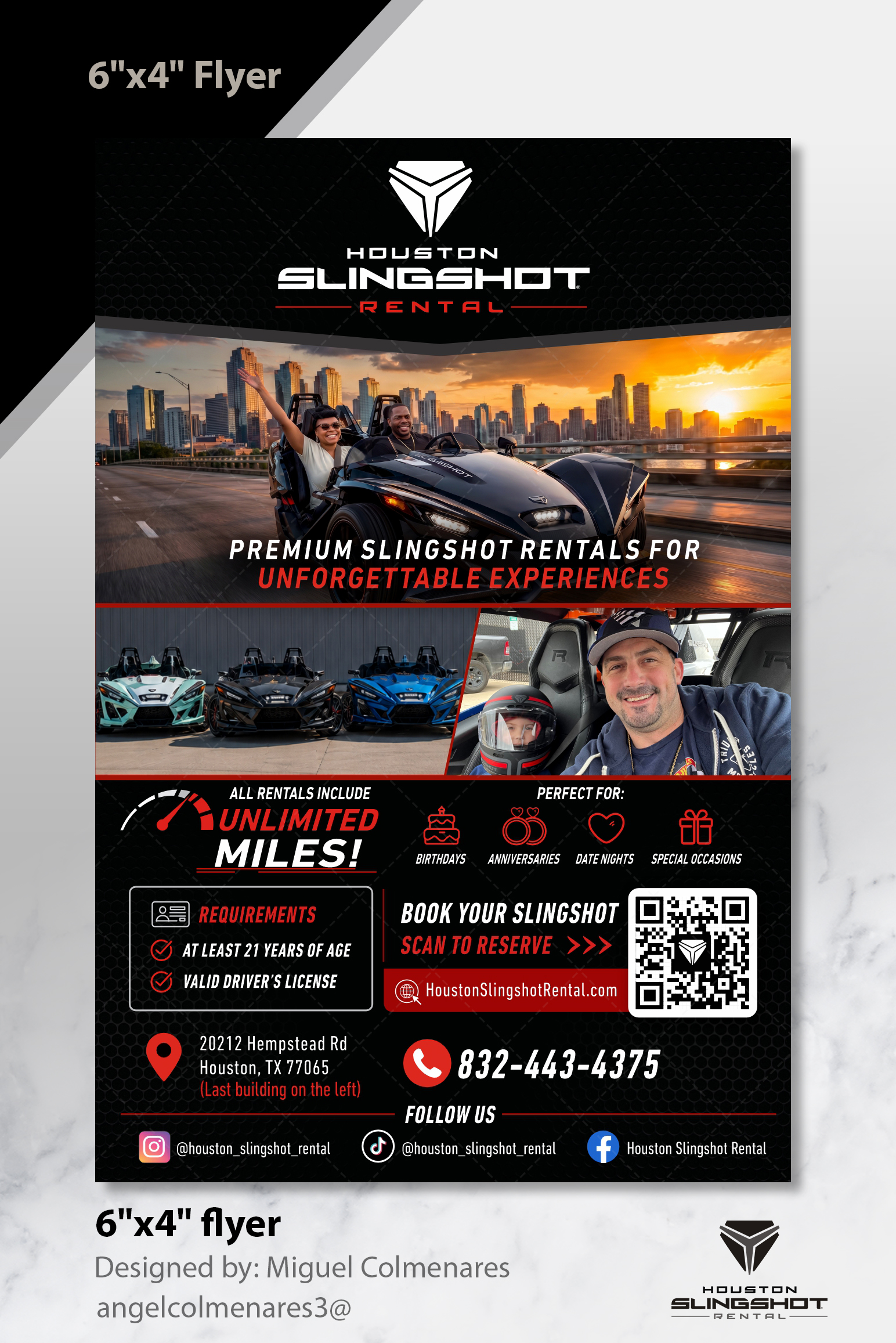 Flyer Design by angelcolmenares3 for Houston Slingshot Rental | Design #37584598