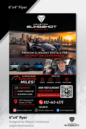 Flyer Design by angelcolmenares3 for Houston Slingshot Rental | Design: #37584598