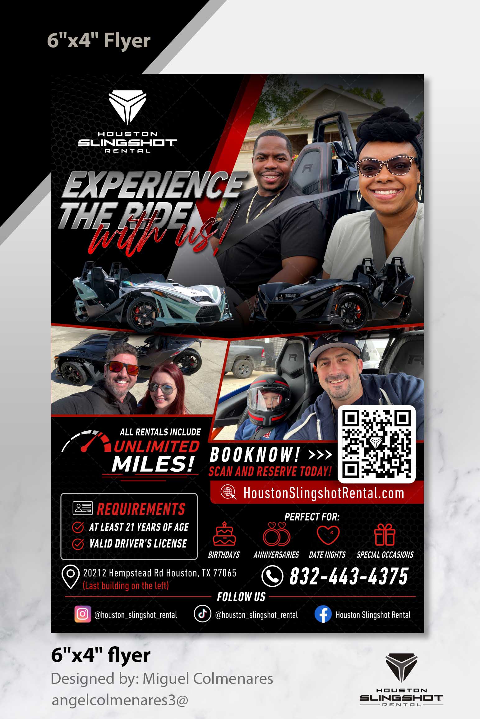 Flyer Design by angelcolmenares3 for Houston Slingshot Rental | Design #37584601