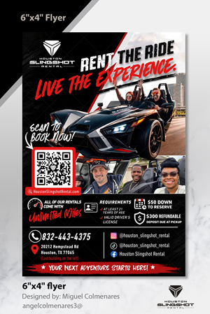 Flyer Design by angelcolmenares3 for Houston Slingshot Rental | Design: #37588487