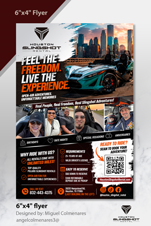 Flyer Design by angelcolmenares3 for Houston Slingshot Rental | Design: #37589242