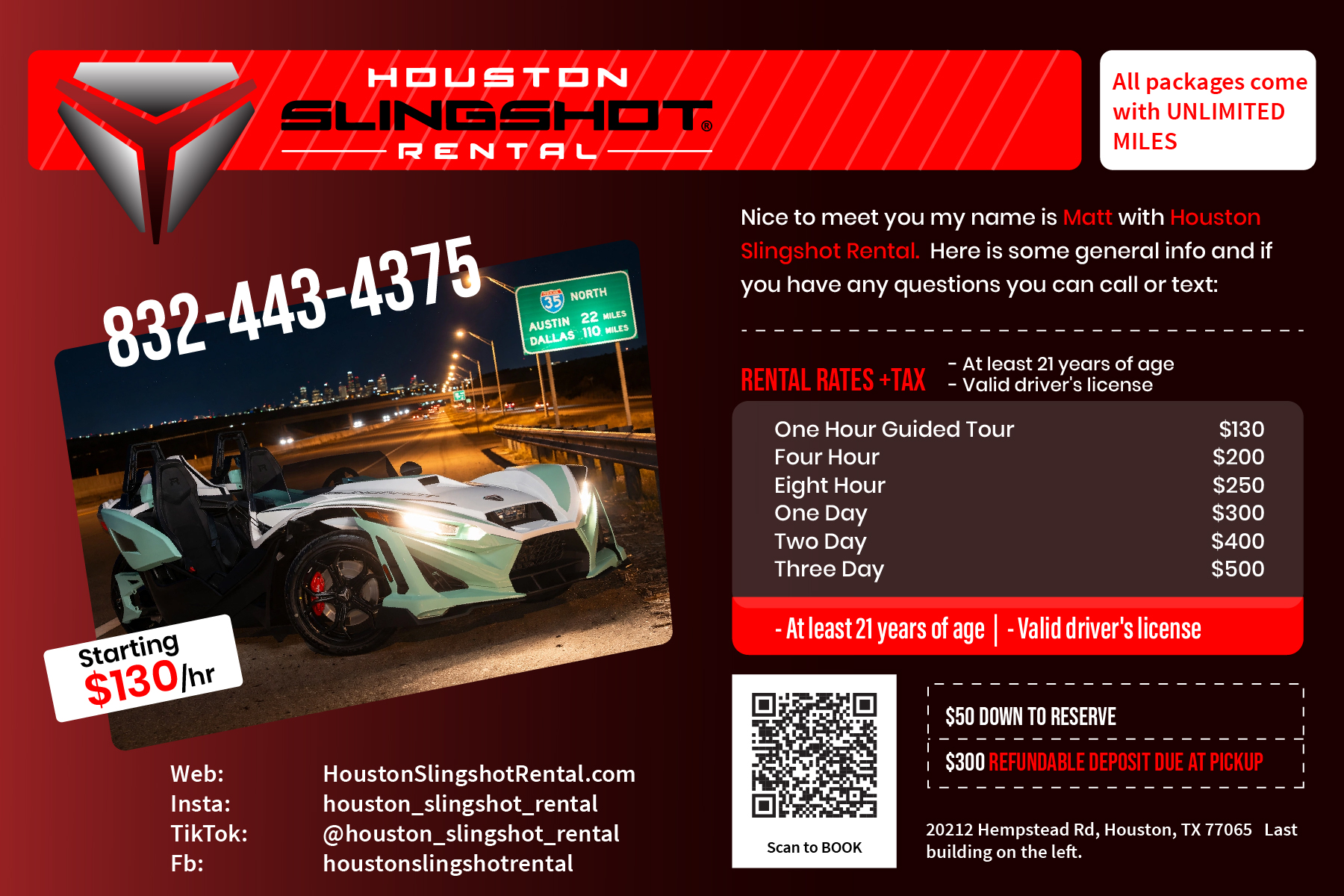 Flyer-Design von 3Guys für Houston Slingshot Rental | Design #37585480