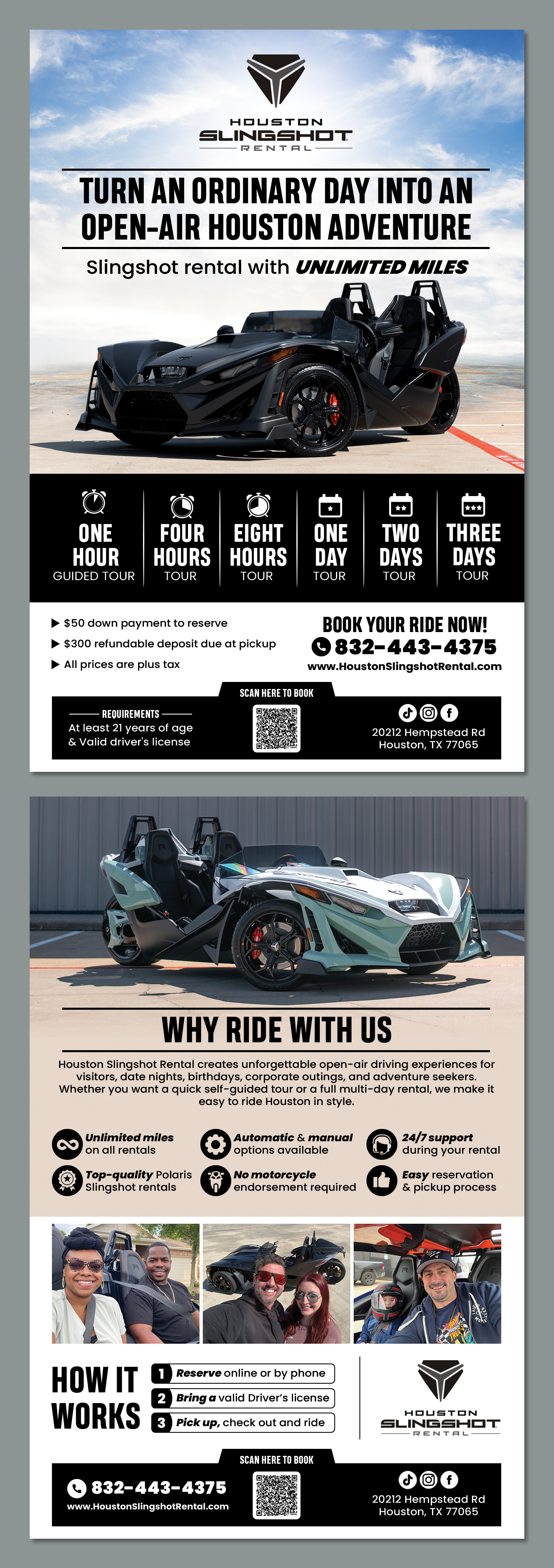 Flyer Design by BLUE WINGS for Houston Slingshot Rental | Design #37582699