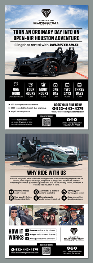 Flyer Design by BLUE WINGS for Houston Slingshot Rental | Design #37582699