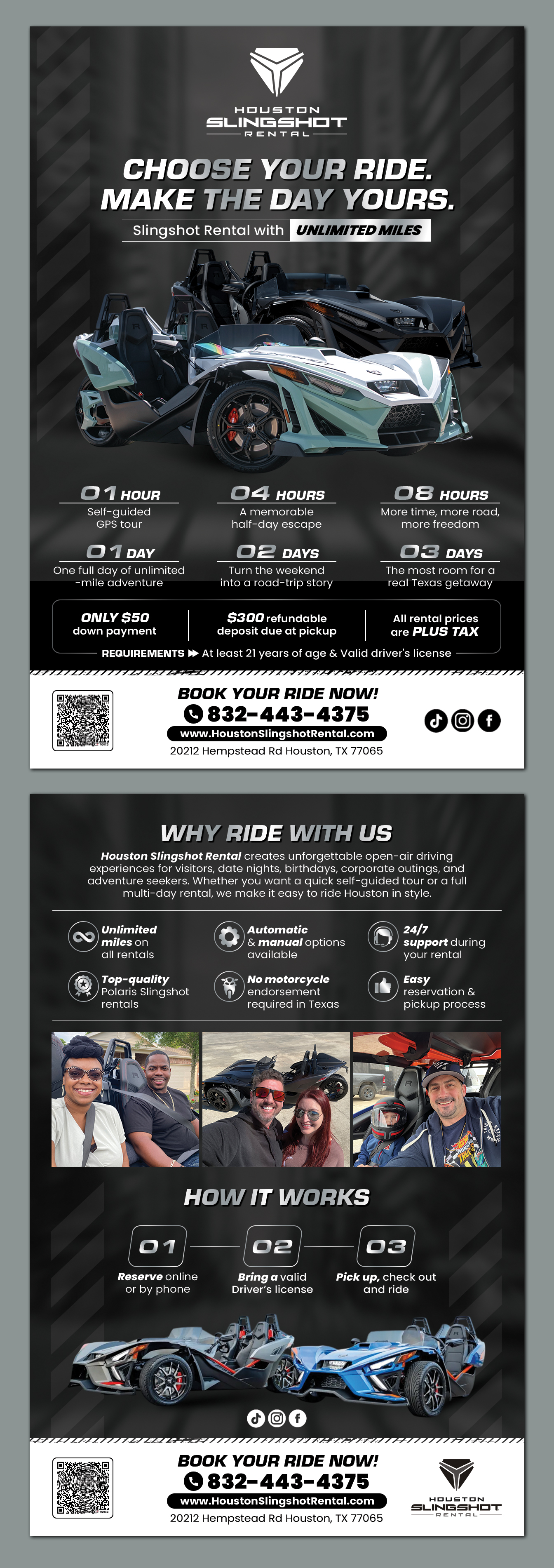 Flyer Design by BLUE WINGS for Houston Slingshot Rental | Design #37588318