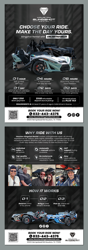 Flyer Design by BLUE WINGS for Houston Slingshot Rental | Design: #37588318