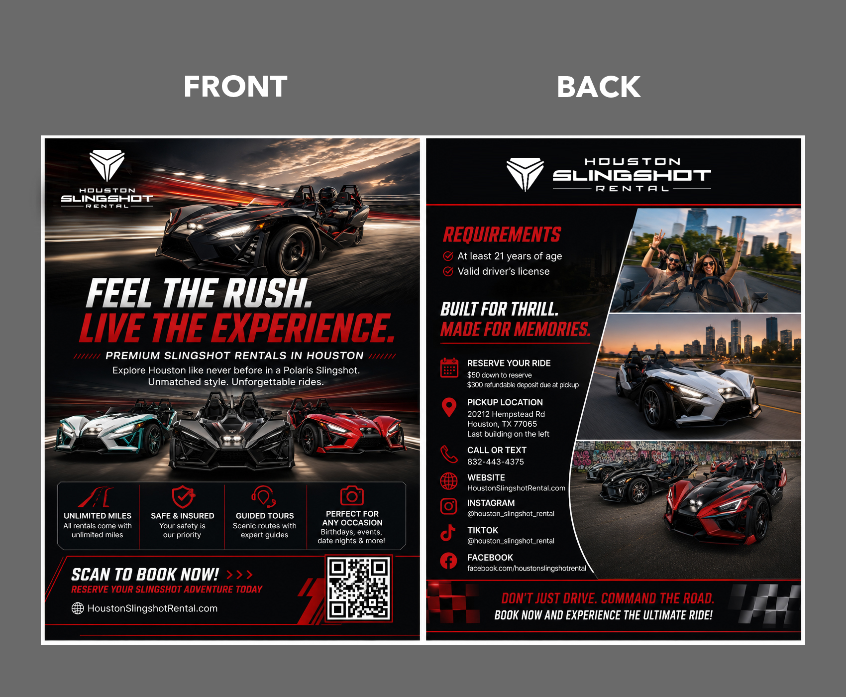 Flyer Design by partha 4 for Houston Slingshot Rental | Design #37592340
