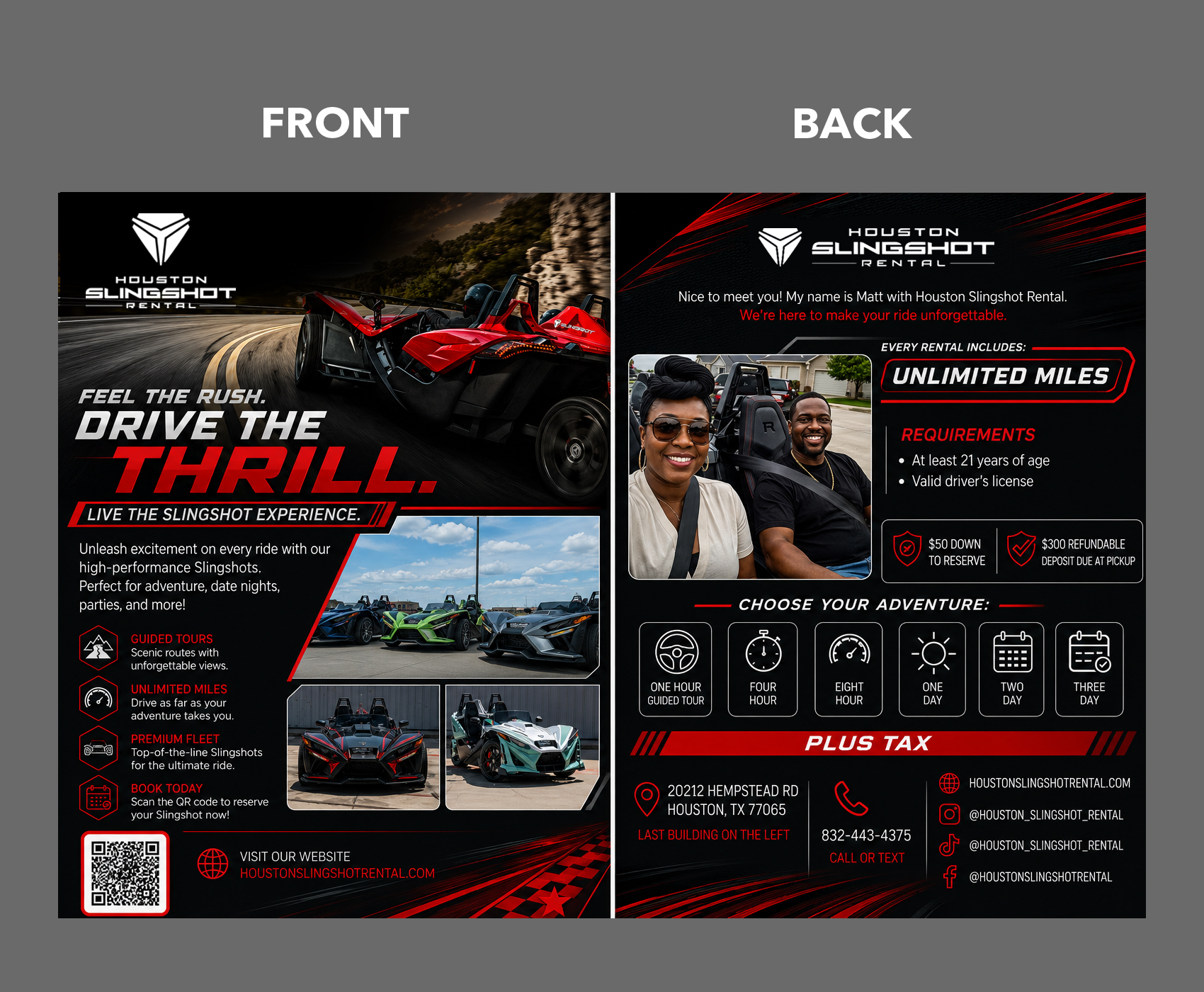 Flyer Design by partha 4 for Houston Slingshot Rental | Design #37592343
