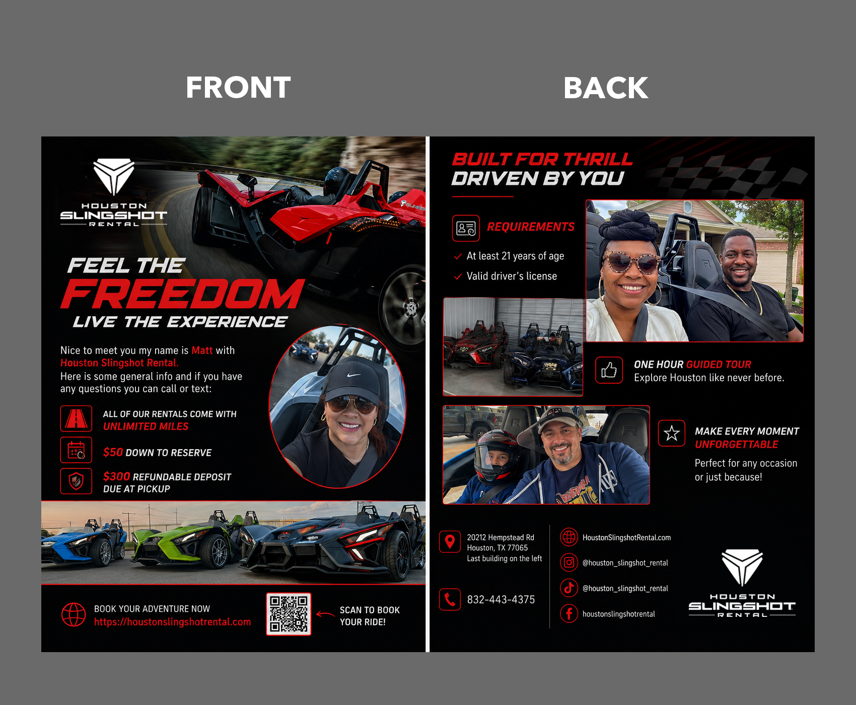 Flyer Design by partha 4 for Houston Slingshot Rental | Design #37592345