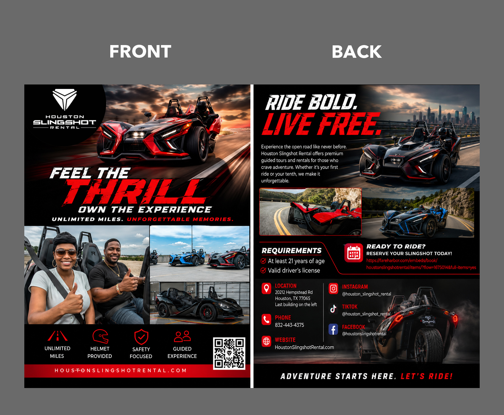 Flyer Design by partha 4 for Houston Slingshot Rental | Design #37592352